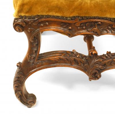 Italian Rococo Gold Velvet Bench
