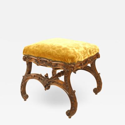 Italian Rococo Gold Velvet Bench