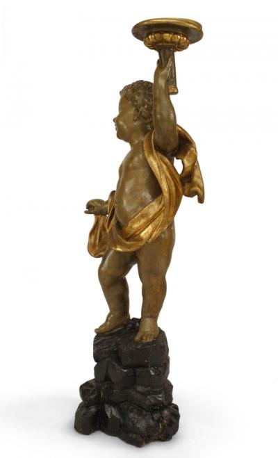 Italian Rococo Green Cupid Figure