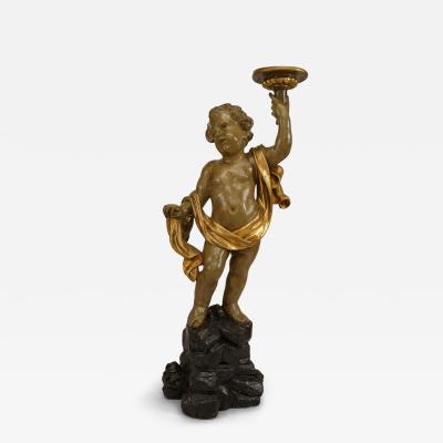 Italian Rococo Green Cupid Figure