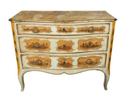 Italian Rococo Lacca Povera Painted Commode