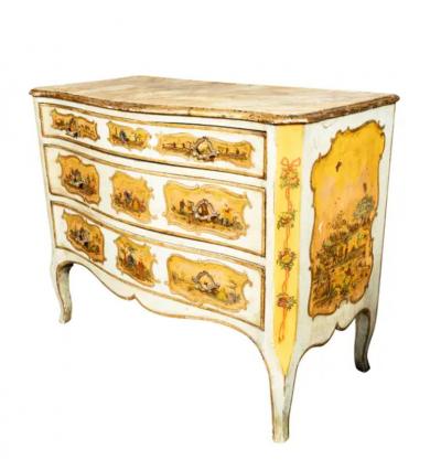Italian Rococo Lacca Povera Painted Commode