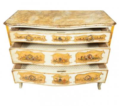 Italian Rococo Lacca Povera Painted Commode