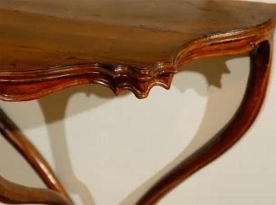 Italian Rococo Late 18th Century Walnut Console Table with Authentic Patina