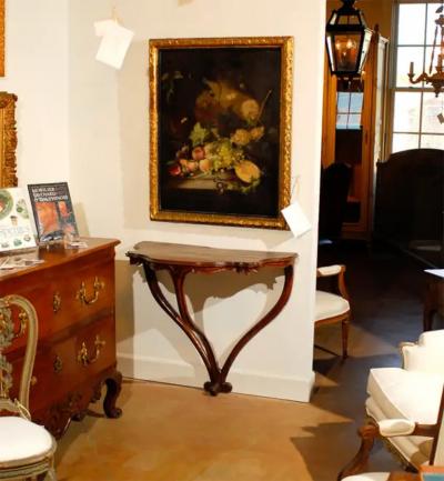Italian Rococo Late 18th Century Walnut Console Table with Authentic Patina