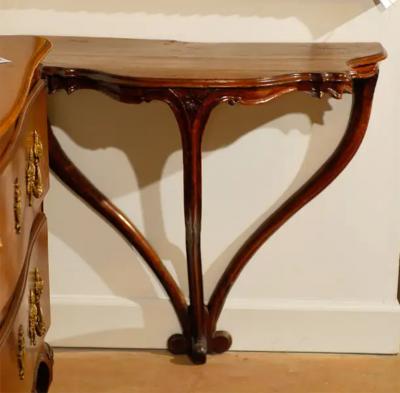 Italian Rococo Late 18th Century Walnut Console Table with Authentic Patina