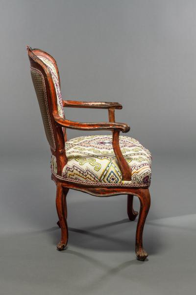 Italian Rococo Painted Fauteuil en Cabriolet