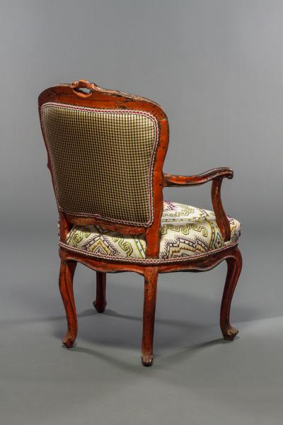 Italian Rococo Painted Fauteuil en Cabriolet