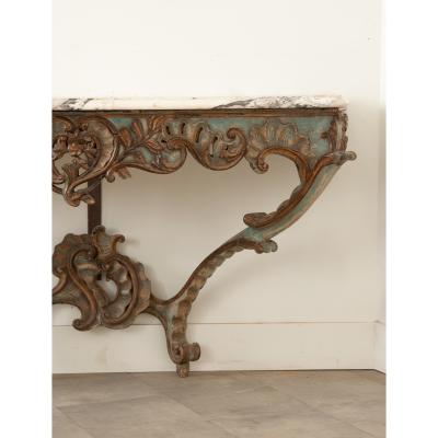 Italian Rococo Painted Marble Console