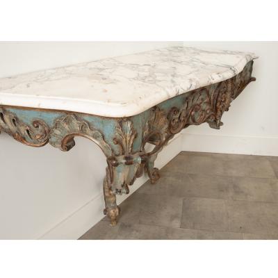 Italian Rococo Painted Marble Console