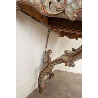 Italian Rococo Painted Marble Console