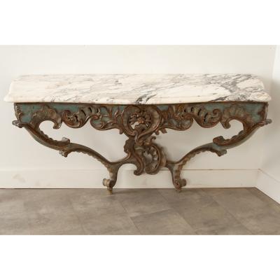 Italian Rococo Painted Marble Console