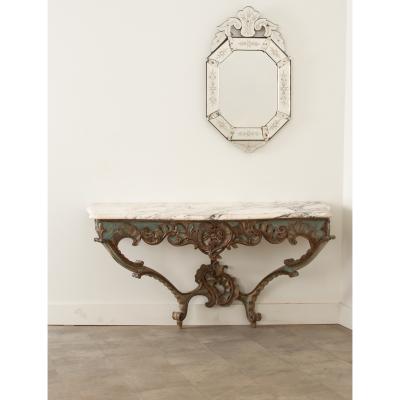 Italian Rococo Painted Marble Console