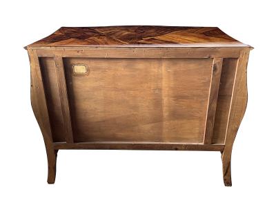 Italian Rococo Style Bomb form Olivewood Veneer 3 Drawer Chest