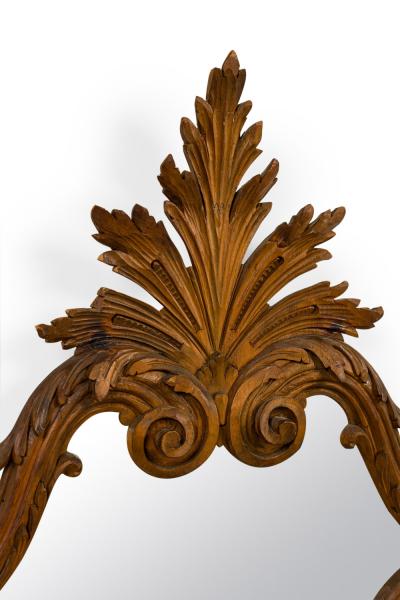 Italian Rococo Style Carved Cartouche Form Fruitwood Wall Mirrors