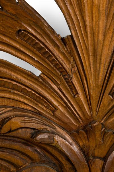 Italian Rococo Style Carved Cartouche Form Fruitwood Wall Mirrors