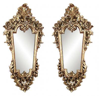 Italian Rococo Style Gilt Carved Wall Mirrors