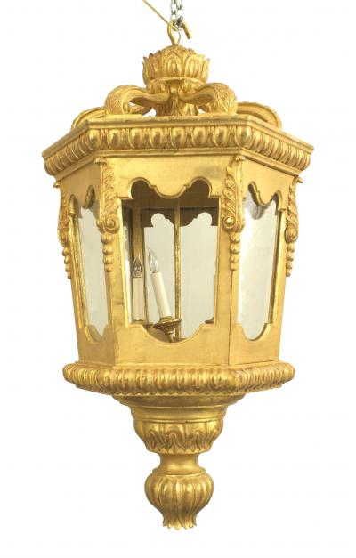 Italian Rococo Style Gilt Octagonal Lanterns