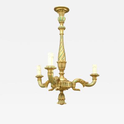 Italian Rococo Style Gilt Wood Chandelier