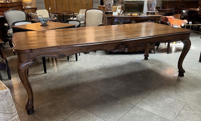 Italian Rococo Style Hand carved European Walnut Fruitwood Farm library Table