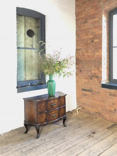 Italian Rococo Style Serpentine Front Walnut Two Drawer Commode