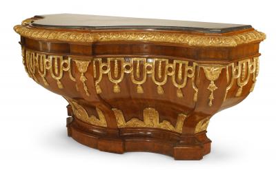 Italian Rococo Walnut Bombe Sideboard