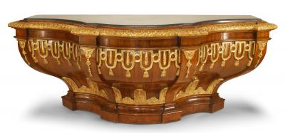 Italian Rococo Walnut Bombe Sideboard