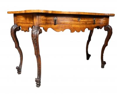 Italian Rococo Walnut Console Table