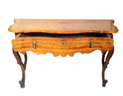 Italian Rococo Walnut Console Table