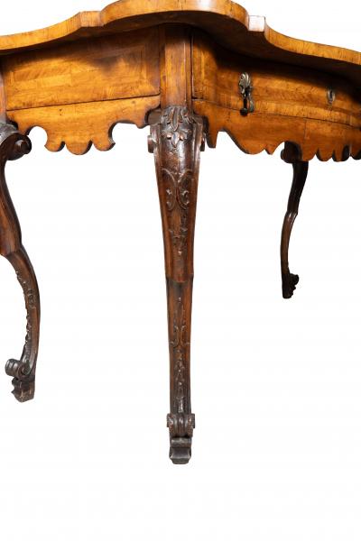 Italian Rococo Walnut Console Table