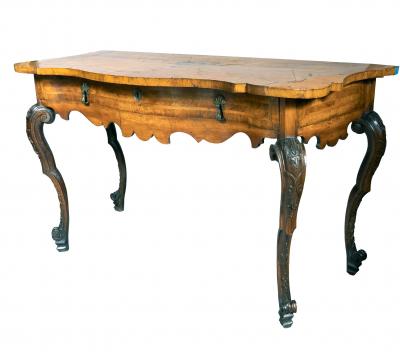Italian Rococo Walnut Console Table