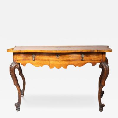 Italian Rococo Walnut Console Table