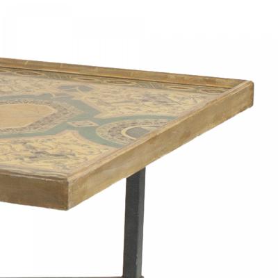 Italian Roman Neoclassic Faux Marble and Iron Coffee Table