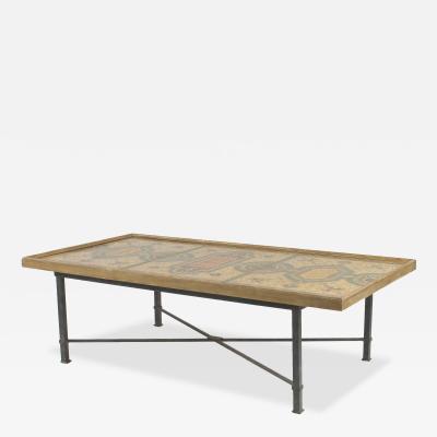 Italian Roman Neoclassic Faux Marble and Iron Coffee Table