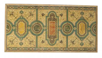 Italian Roman Pompeiian Style Marble Panel and Metal Coffee Table