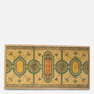 Italian Roman Pompeiian Style Marble Panel and Metal Coffee Table