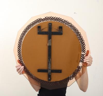 Italian Rose Gold Glass Wall Mirror circa 1950