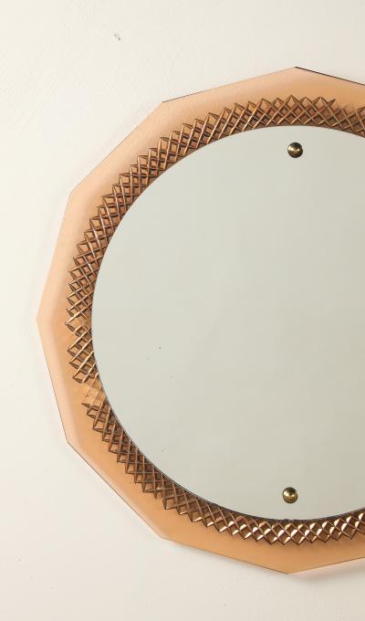 Italian Rose Gold Glass Wall Mirror circa 1950
