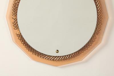 Italian Rose Gold Glass Wall Mirror circa 1950