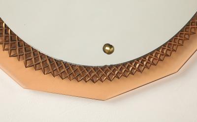 Italian Rose Gold Glass Wall Mirror circa 1950