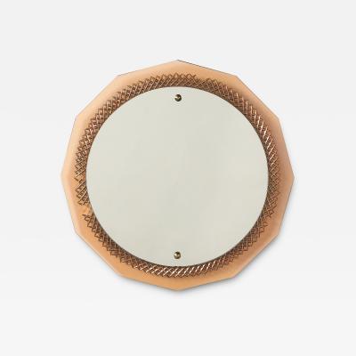 Italian Rose Gold Glass Wall Mirror circa 1950
