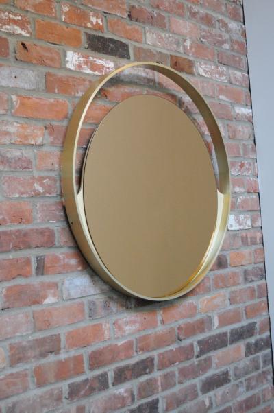Italian Round Aluminum Architectural Wall Mirror with Bronzed Glass by Rimadesio