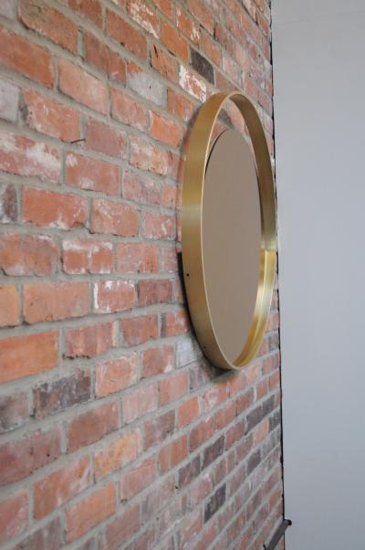 Italian Round Aluminum Architectural Wall Mirror with Bronzed Glass by Rimadesio