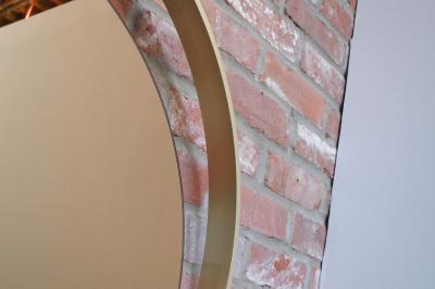 Italian Round Aluminum Architectural Wall Mirror with Bronzed Glass by Rimadesio