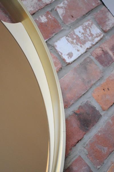 Italian Round Aluminum Architectural Wall Mirror with Bronzed Glass by Rimadesio