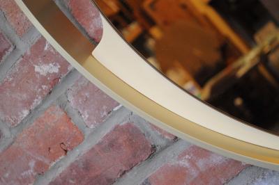Italian Round Aluminum Architectural Wall Mirror with Bronzed Glass by Rimadesio