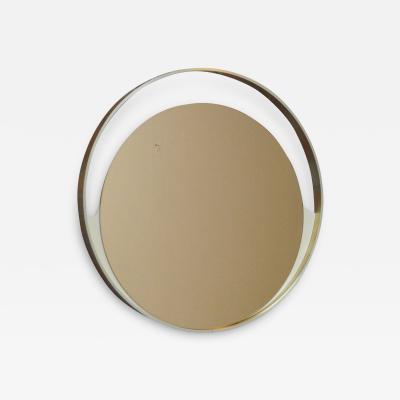 Italian Round Aluminum Architectural Wall Mirror with Bronzed Glass by Rimadesio