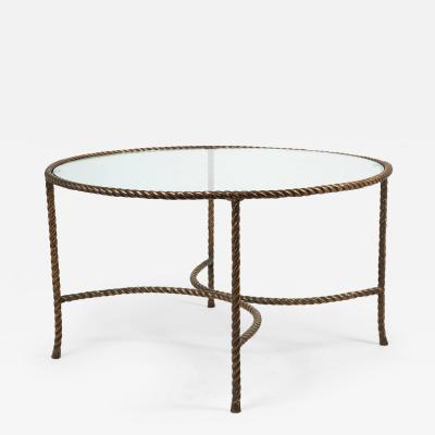 Italian Round Solid Bronze Rope and Tassle Cocktail Table