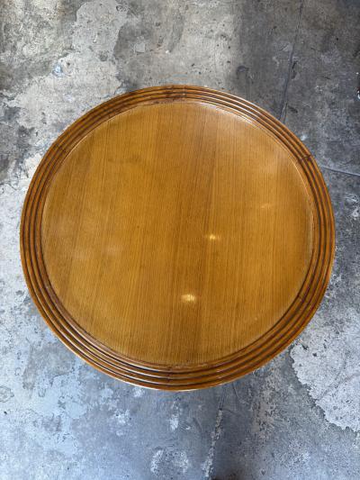 Italian Round Wood Side Table with Curved Four Leg Base