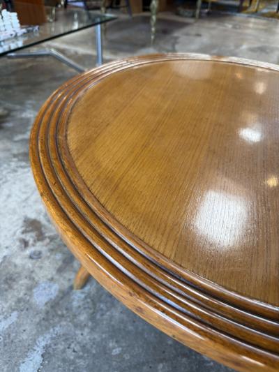 Italian Round Wood Side Table with Curved Four Leg Base